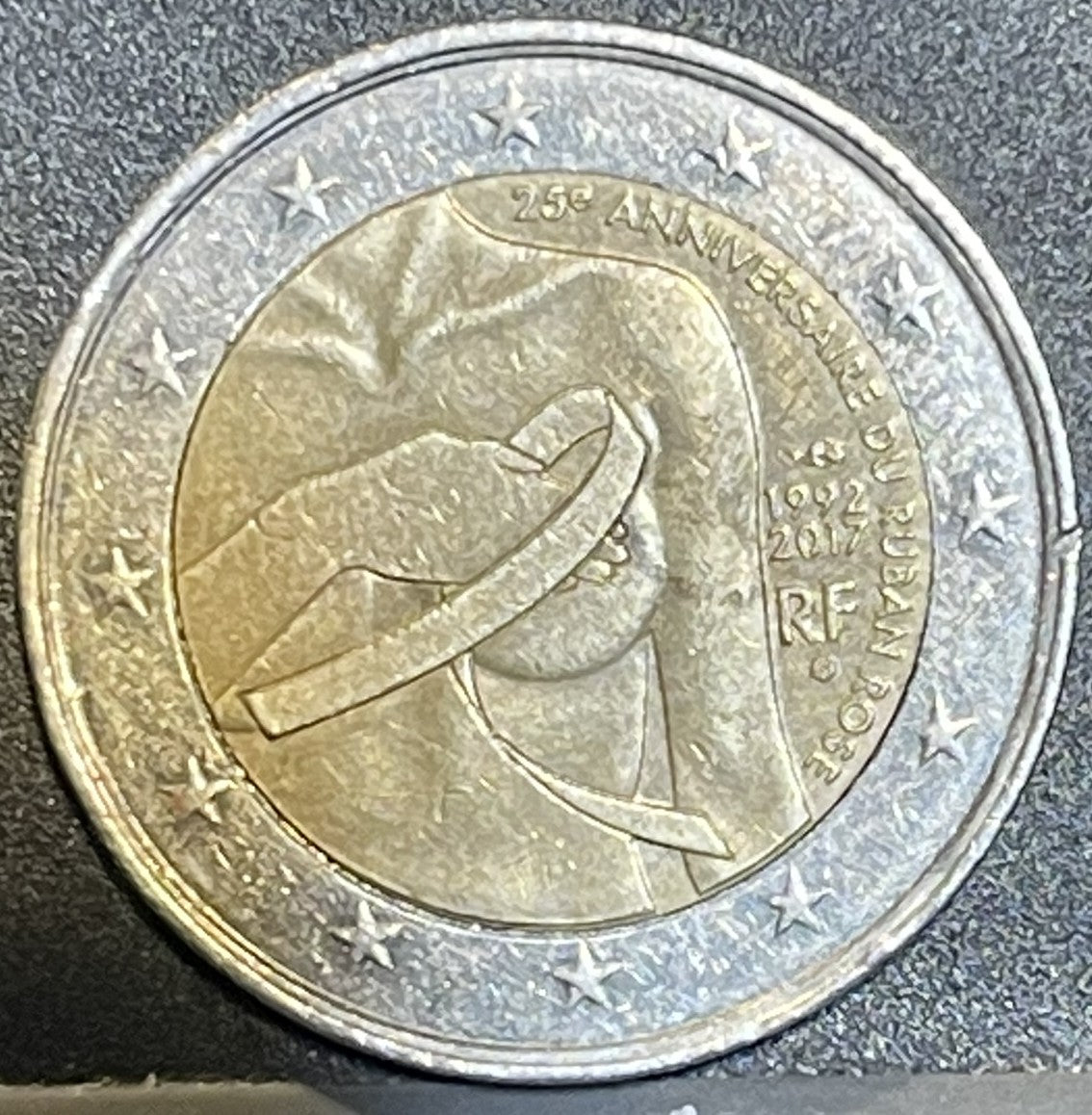 2 Euro Commemorativa Francia 2017 - Nastro Rosa 25° Anniversario