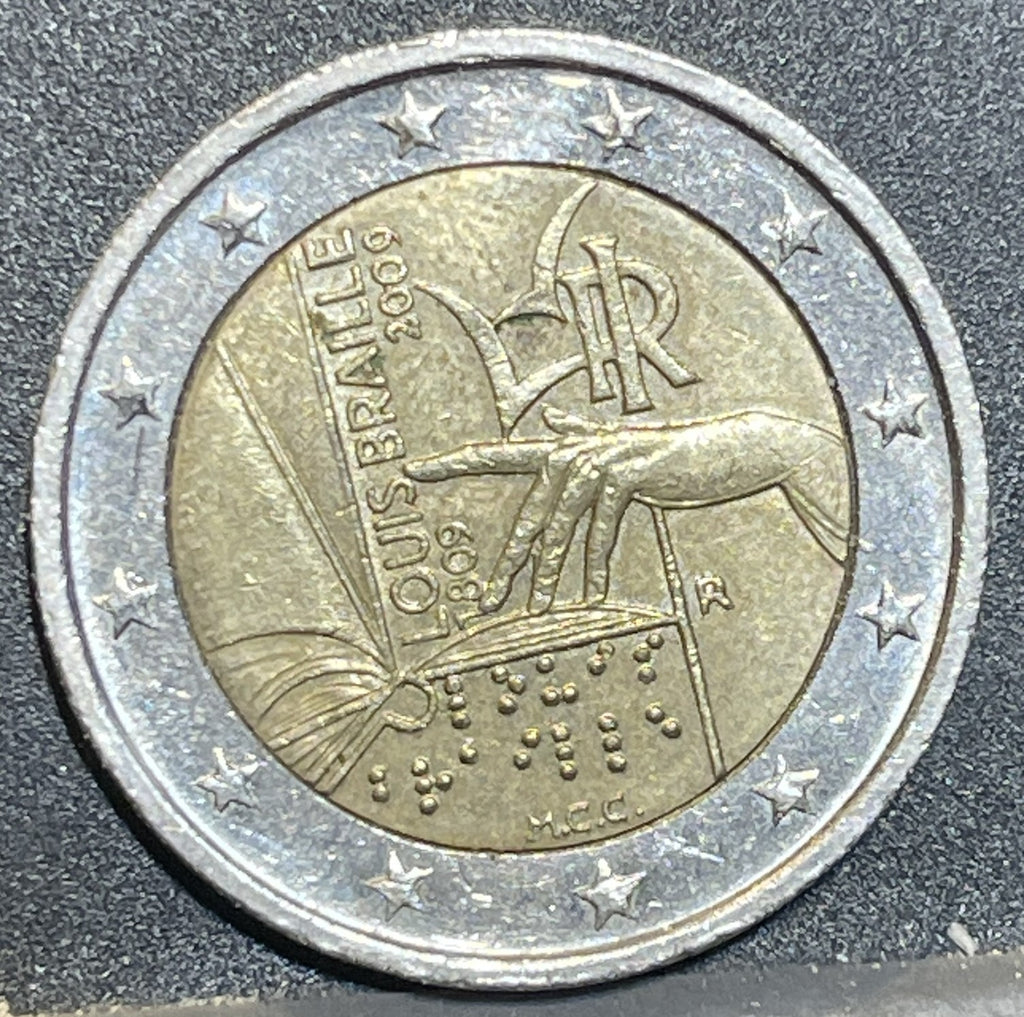 2 Euro Commemorativa Italia 2009 - 200° Anniversario Louis Braille - Euro Rare