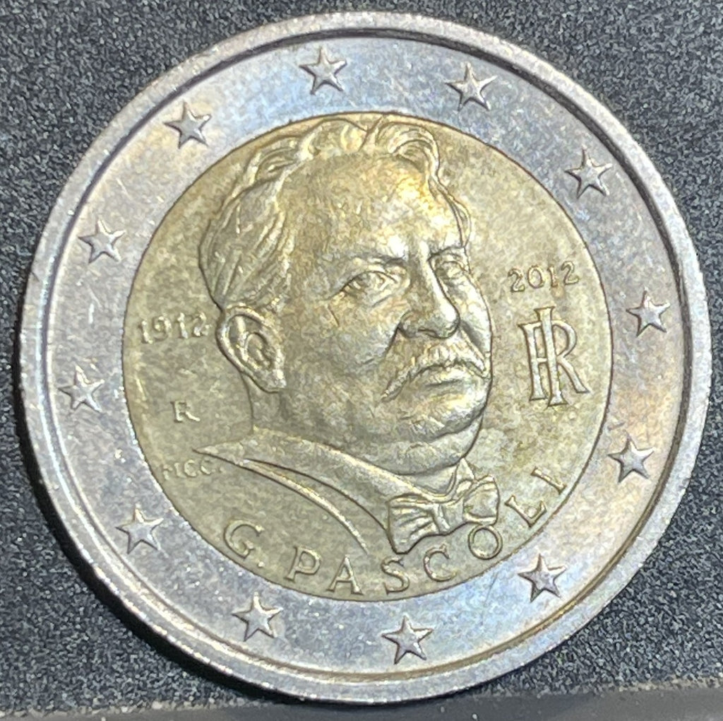 2 Euro Commemorativa Italia 2012 - Centenario Giovanni Pascoli - Euro Rare